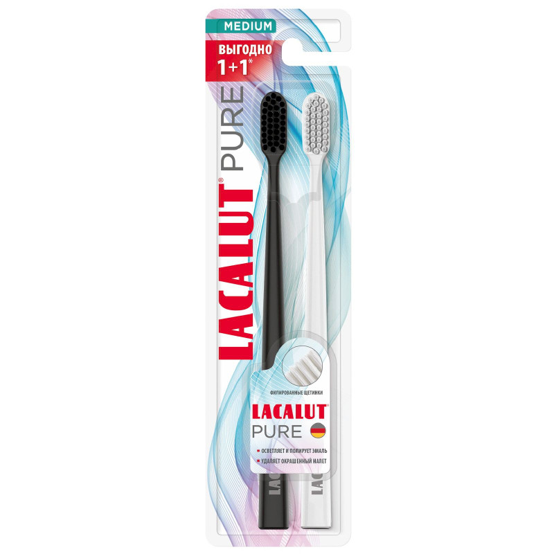 Изображение товара Зубная щётка Lacalut Pure средней жесткости, 2шт