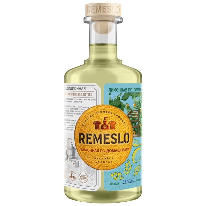 Изображение товара Настойка Remeslo Лимонная По-домашнему сладкая 25% 500мл