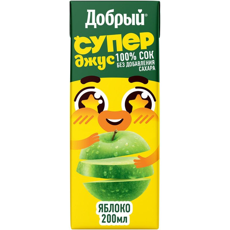 Изображение товара Сок Добрый Active kid яблочный 200 мл натуральный без сахара для детей