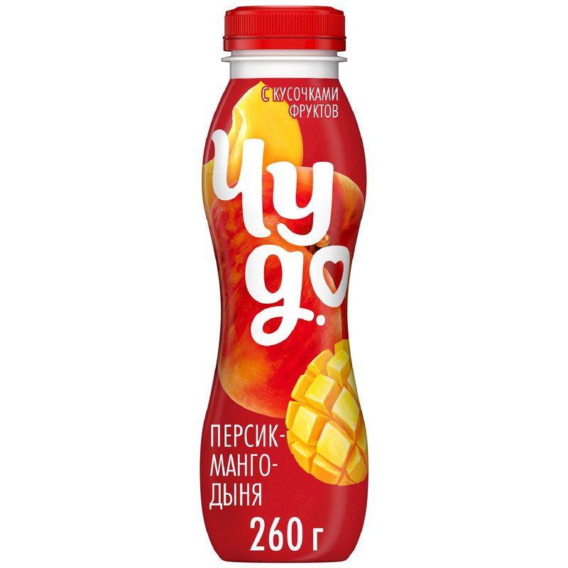 Изображение товара Йогурт питьевой Чудо Персик-манго-дыня 1.9% 260г