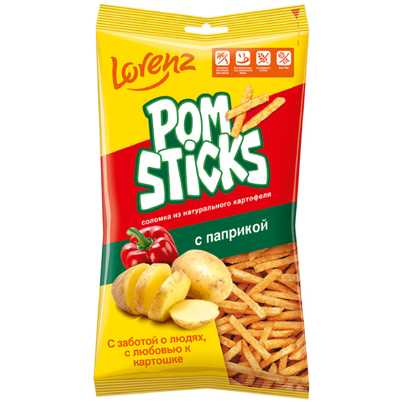 Изображение товара Чипсы картофельные соломкой Pomsticks с паприкой, 100г