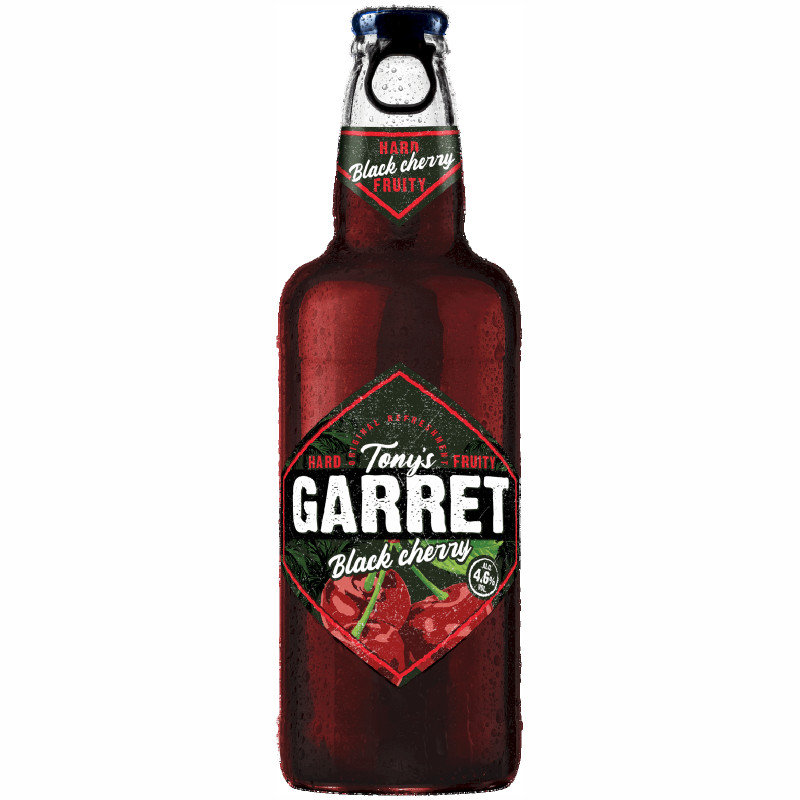 Изображение товара Пивной напиток Tony's Garret Hard Black Cherry пастеризованный 4.6%, 400мл