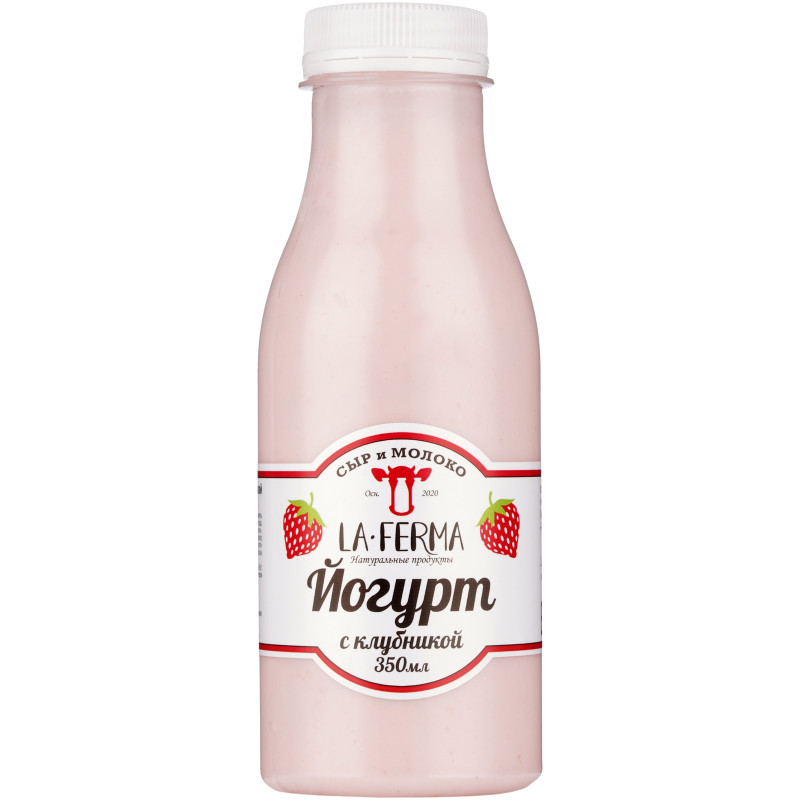Изображение товара Йогурт La Ferma с фруктовым наполнителем Клубника 3-4.5%, 350мл