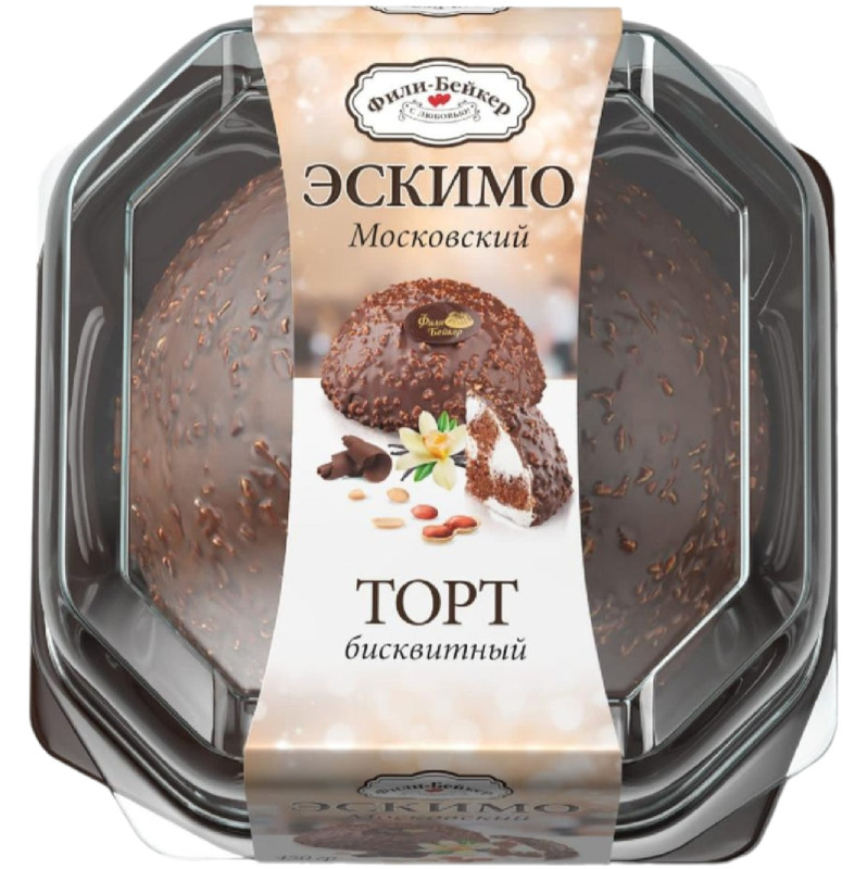 Изображение товара Московский бисквитный торт Фили-Бейкер Эскимо 450 г с ванильным кремом