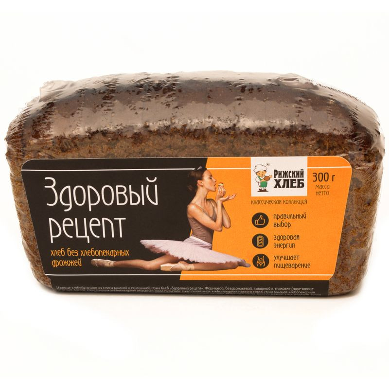 Изображение товара Ржано-пшеничный бездрожжевой хлеб Рижский Хлеб 300г натуральный здоровый рецепт