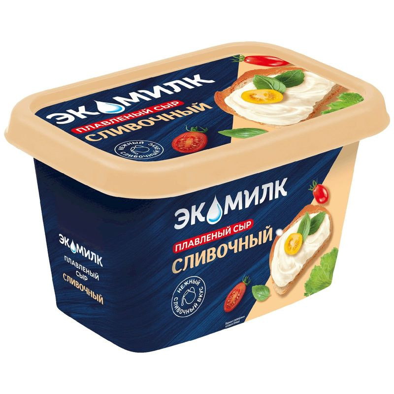 Изображение товара Сыр плавленый Экомилк Cливочный 55% 350г в ванночке
