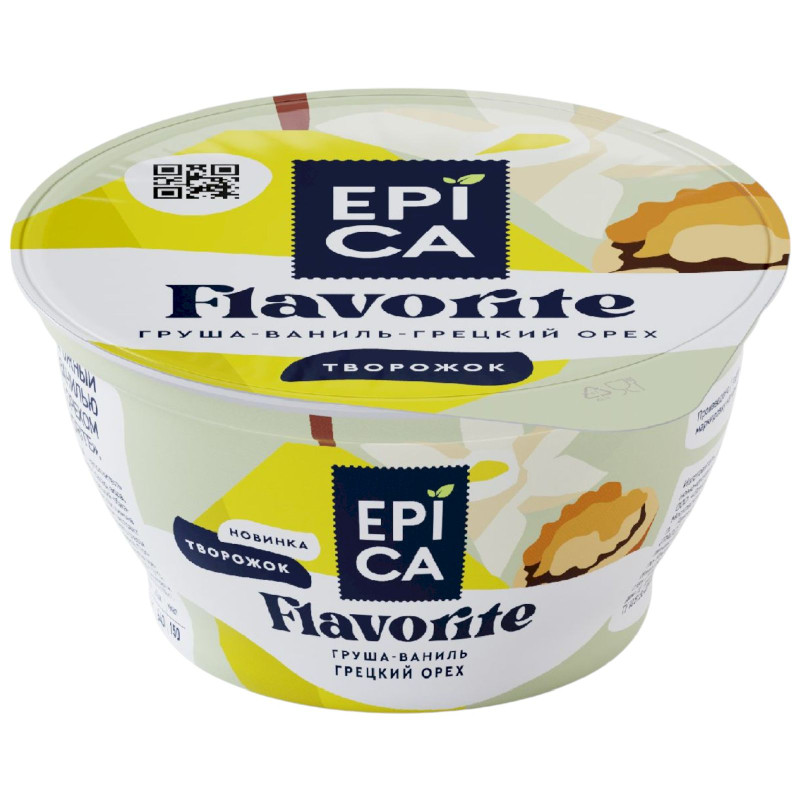 Изображение товара Десерт Epica Flavorite творожный с грушей ванилью и грецким орехом 8%, 130г
