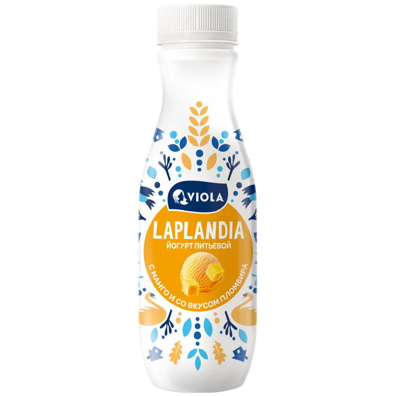 Изображение товара Питьевой йогурт Viola Laplandia с манго и со вкусом пломбира 2.5%, 260г
