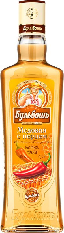 Изображение товара Настойка Бульбашъ Медовая с перцем 40% 0.5л горькая пряная