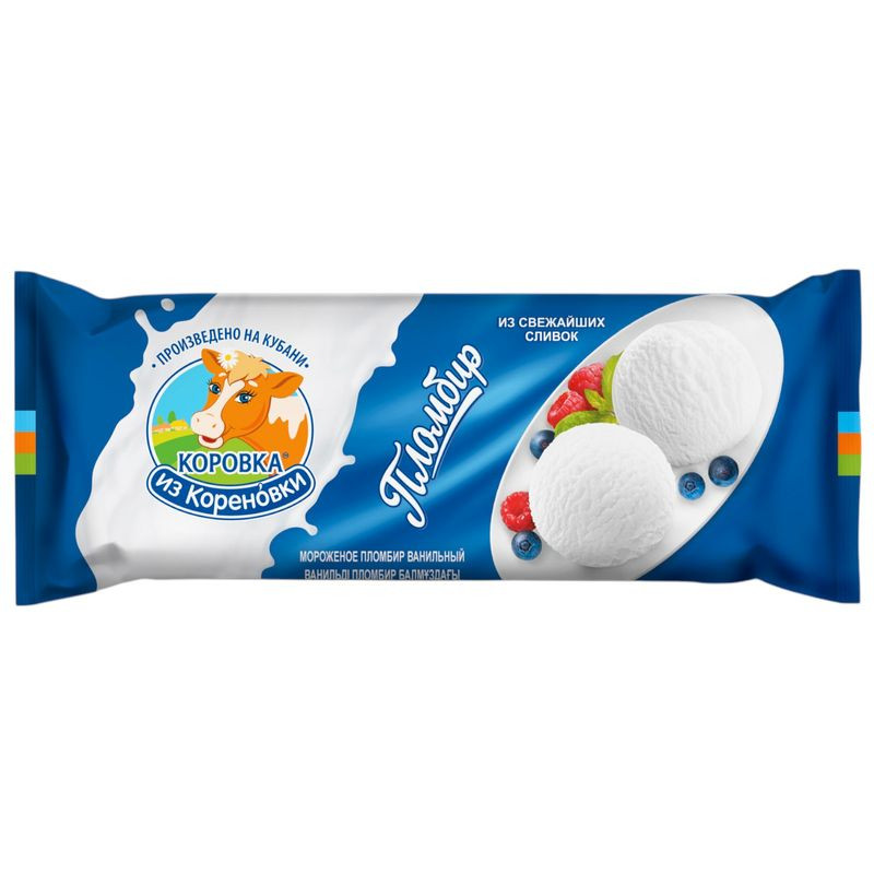 Изображение товара Пломбир Коровка из Кореновки Полено 400 г мягкое мороженое для всей семьи