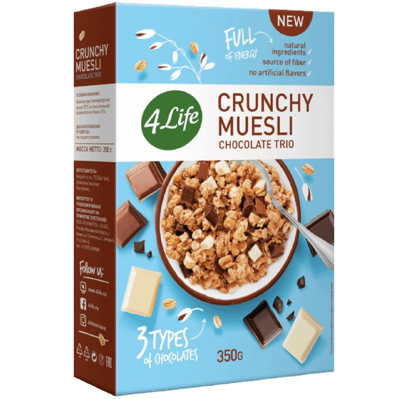 Изображение товара Мюсли 4LIFE Chocolate Trio с тремя видами шоколада - 350 г