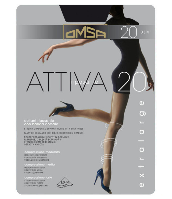 Изображение товара Колготки Omsa Attiva 20 Nero Черные Размер 2 эластичные и теплые