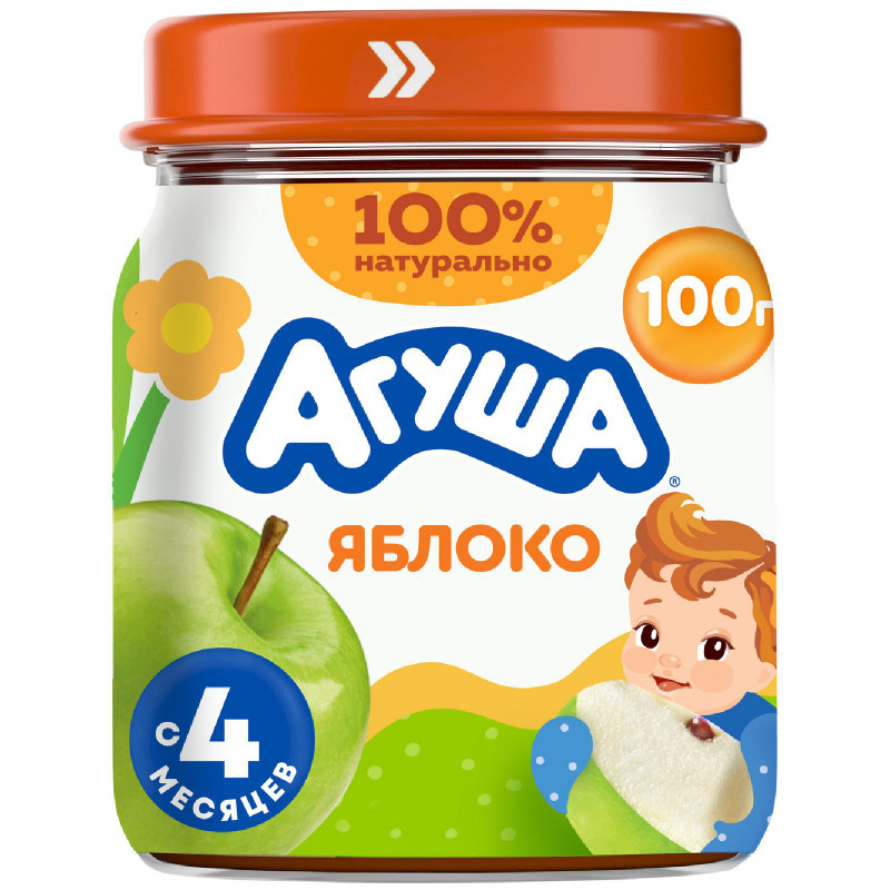 Изображение товара Пюре фруктовое детское Агуша Яблоко с 4 месяцев, 100г
