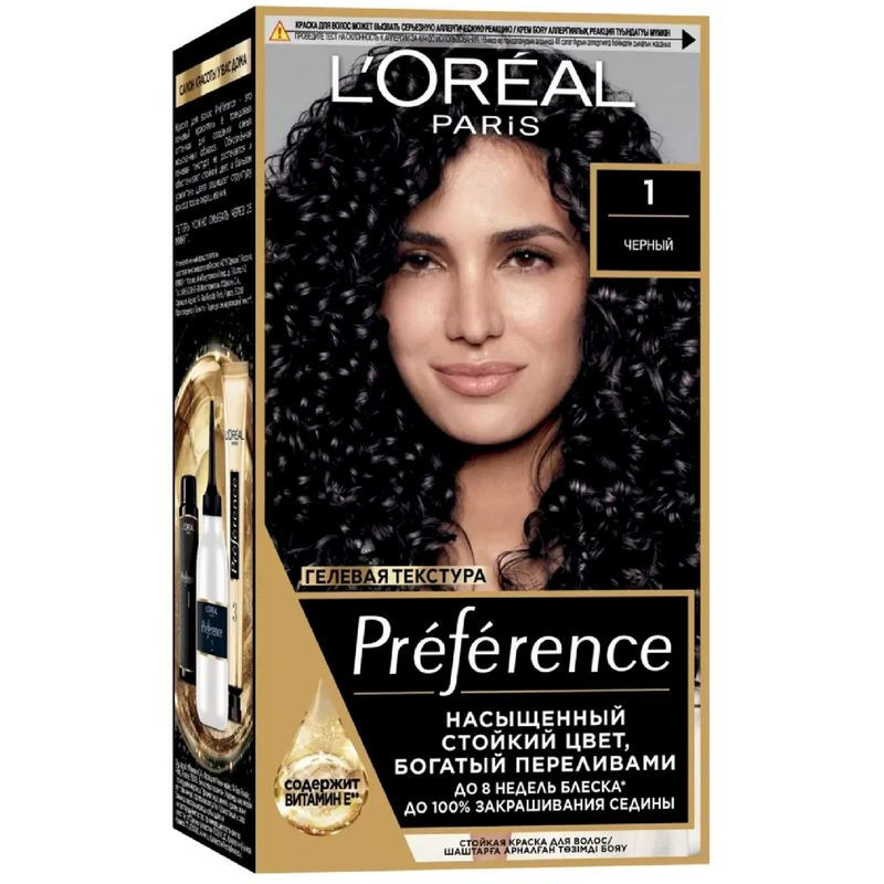 Изображение товара Краска для волос Loreal Paris Recital Preference коллаген черный 1.0 для женщин