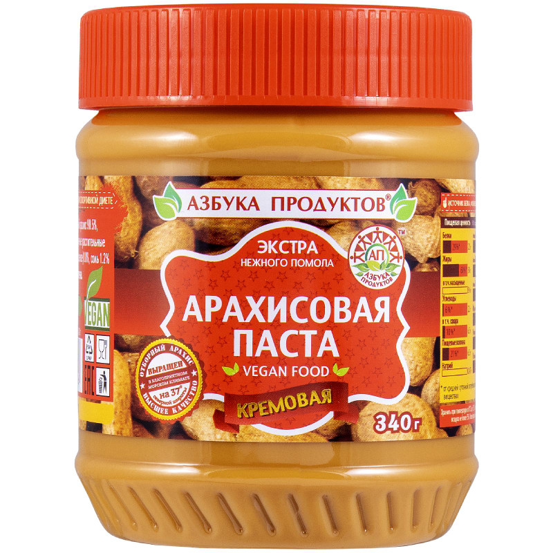 Изображение товара Паста арахисовая Азбука Продуктов Экстра кремовая, 340г