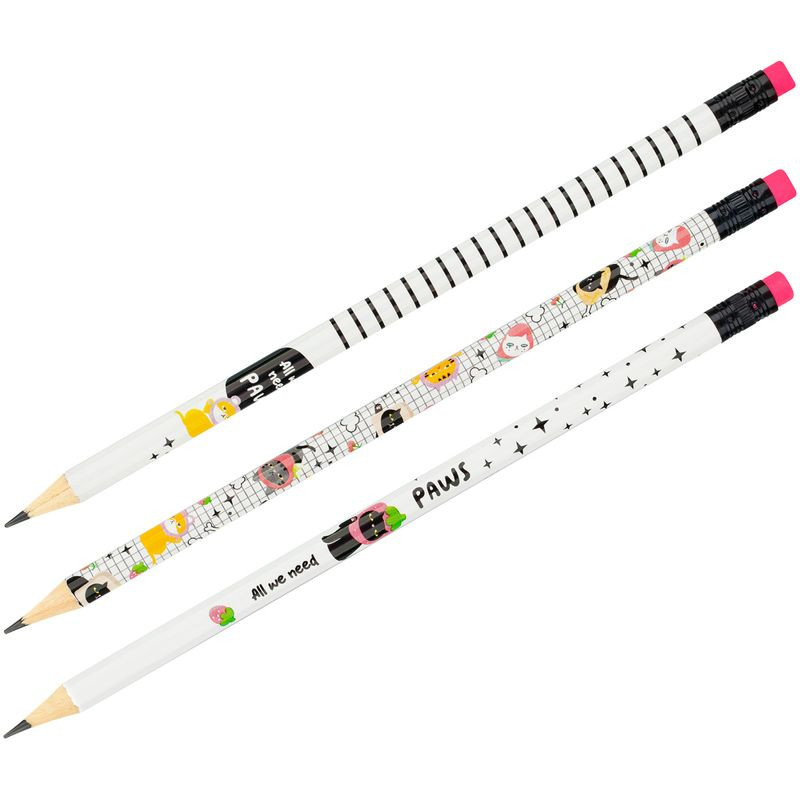 Изображение товара Карандаш Meshu Cat Paws чернографитный с ластиком HB в ассортименте