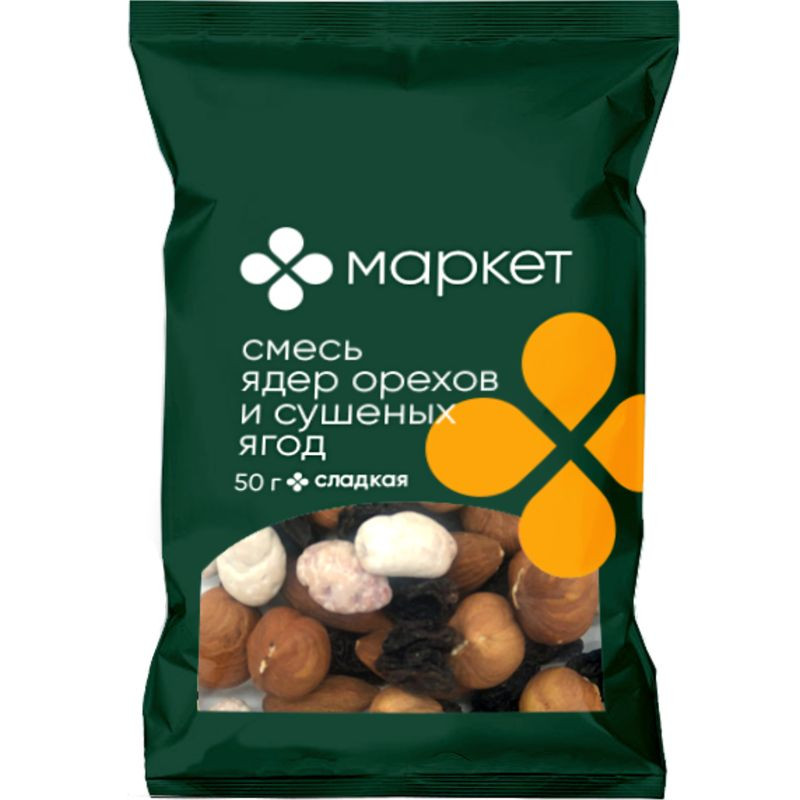 Изображение товара Смесь из ядер арахиса в сахаре с ягодами и орехами 50г Маркет