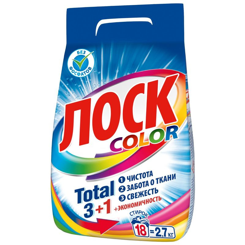 Изображение товара Порошок стиральный Лоск Color Total 2.7кг для цветных тканей автоматическая стирка