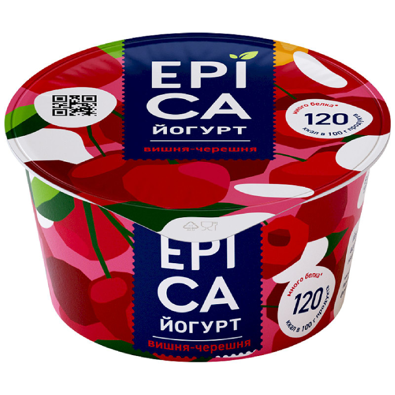 Изображение товара Йогурт Epica вишня-черешня 4.8%, 130г