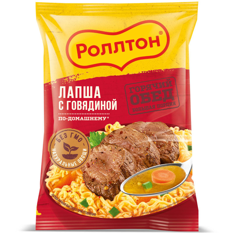 Изображение товара Вермишель Роллтон По-домашнему с говядиной, 85г