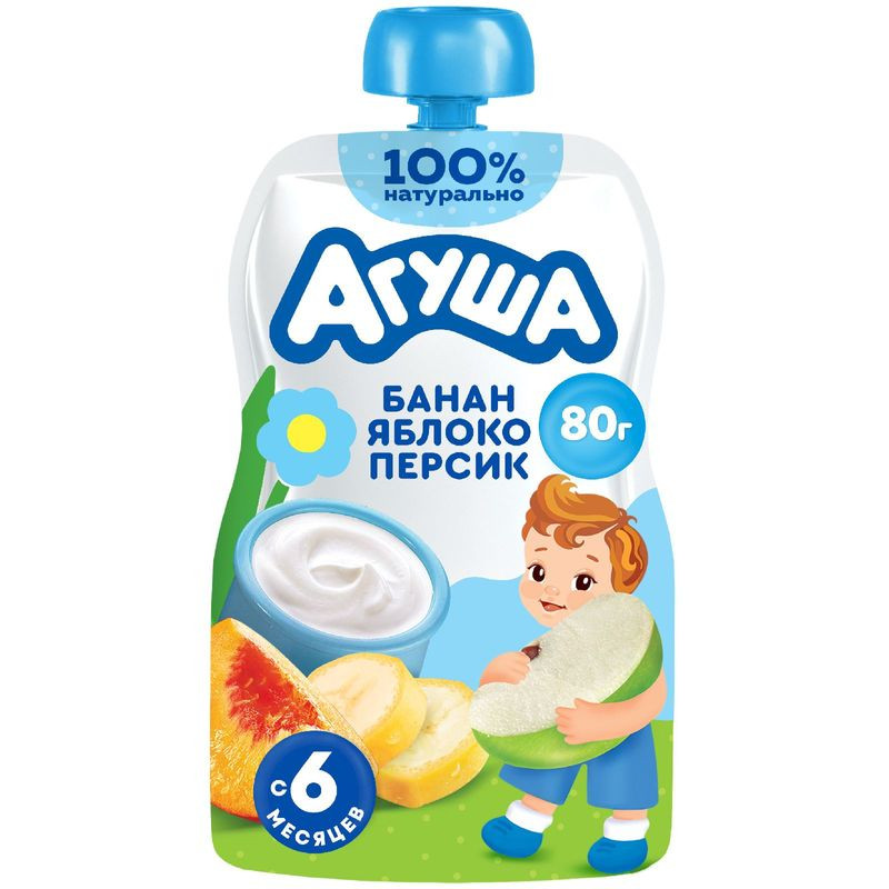 Изображение товара Творог детский Агуша фруктовый банан-яблоко-персик 4%, 80г