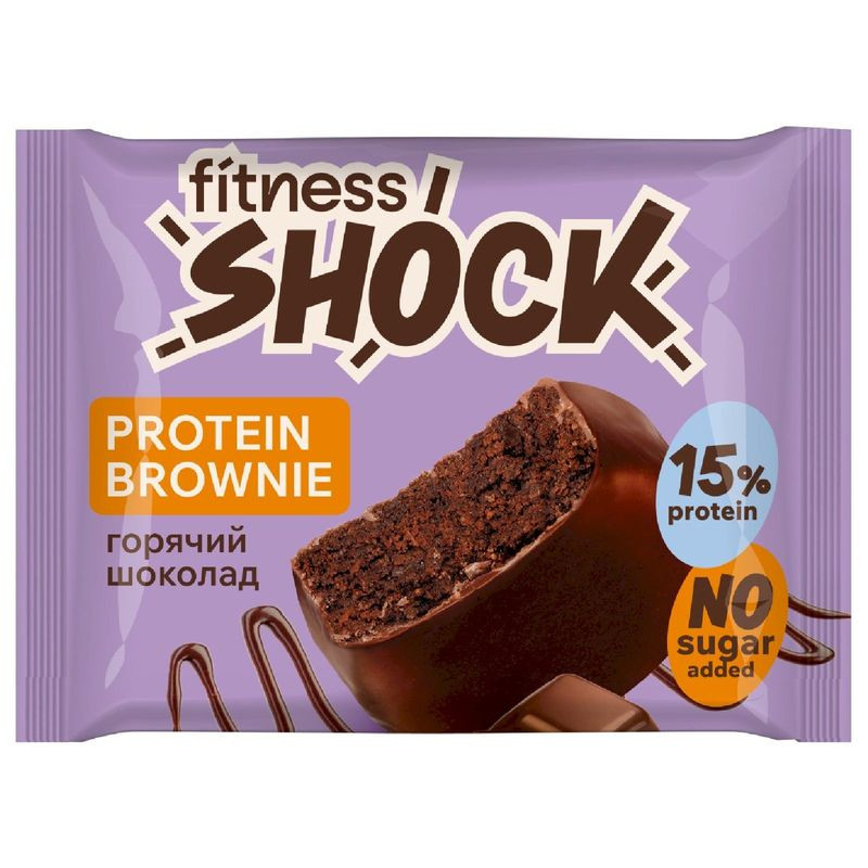 Изображение товара Печенье Fitnesshock Брауни горячий шоколад глазированное 50г натуральный перекус