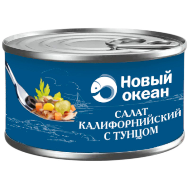 Изображение товара Салат Калифорнийский с кусочками филе тунца полосатого Новый Океан, 160г