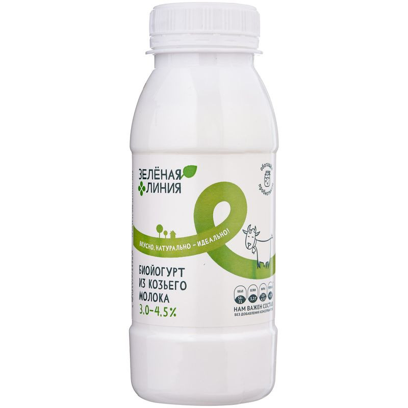 Изображение товара Биойогурт из козьего молока 3-4.5% Зелёная Линия 230г натуральный питательный продукт