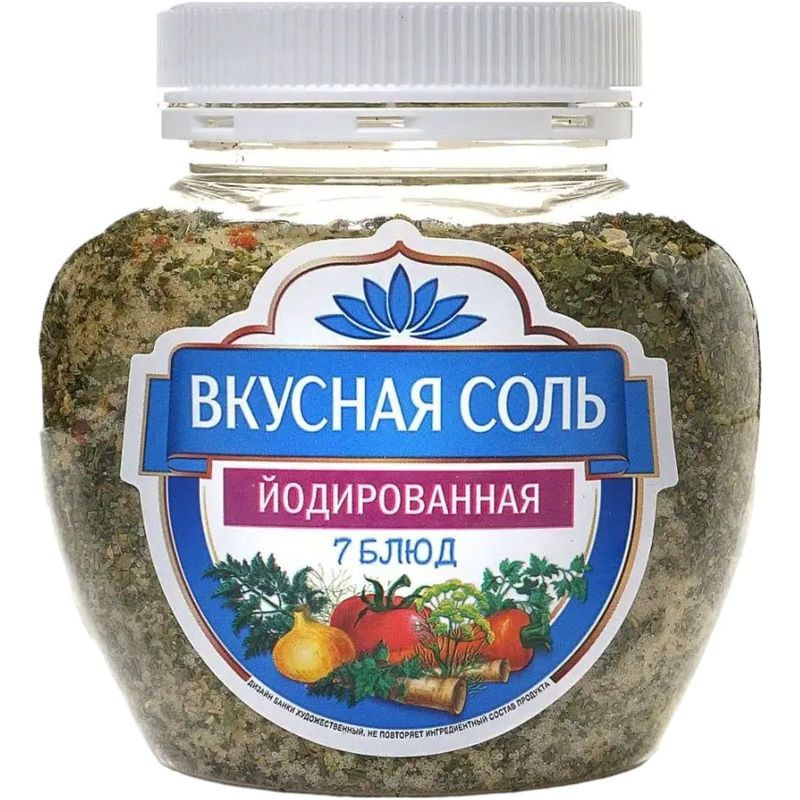 Изображение товара Вкусная Соль 7 Блюд с пряностями и овощами 400 г натуральная специя