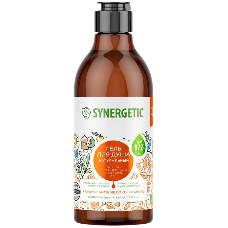 Изображение товара Гель для душа Synergetic Карамельное яблоко и ваниль натуральный биоразлагаемый 380мл