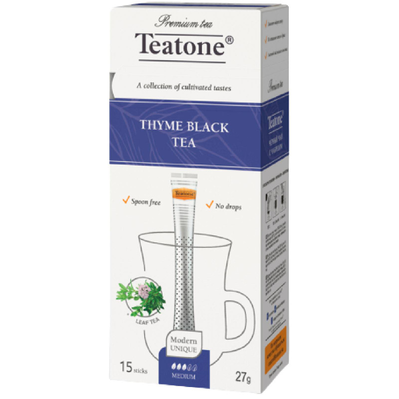 Изображение товара Чай Teatone чёрный с чабрецом, 15х1.8г