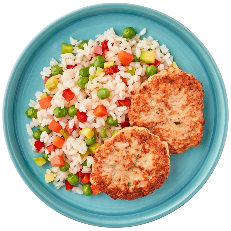 Изображение товара Оладьи из курицы с рисом и овощами Перекрёсток Select 250г