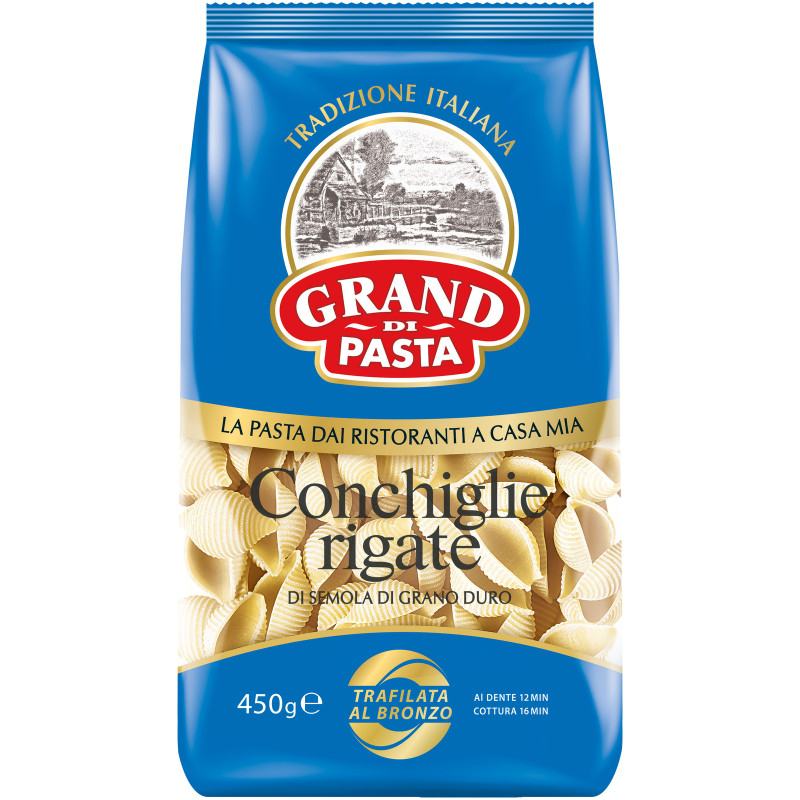 Изображение товара Макароны Grand di Pasta Conchiglie rigate группа А высший сорт, 450г