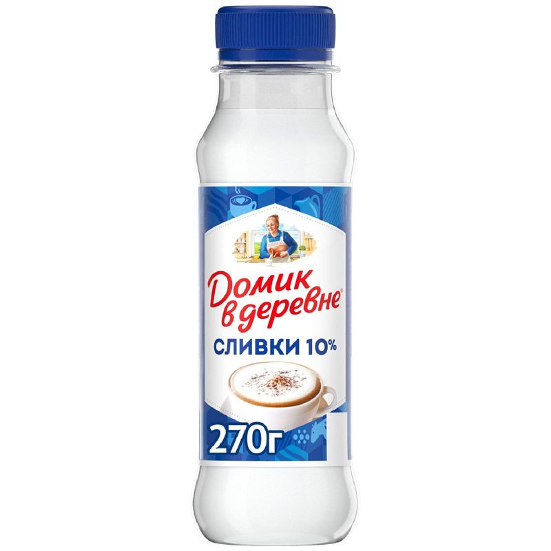Изображение товара Пастеризованные сливки Домик в деревне 10% 270г, стерилизованные, Россия
