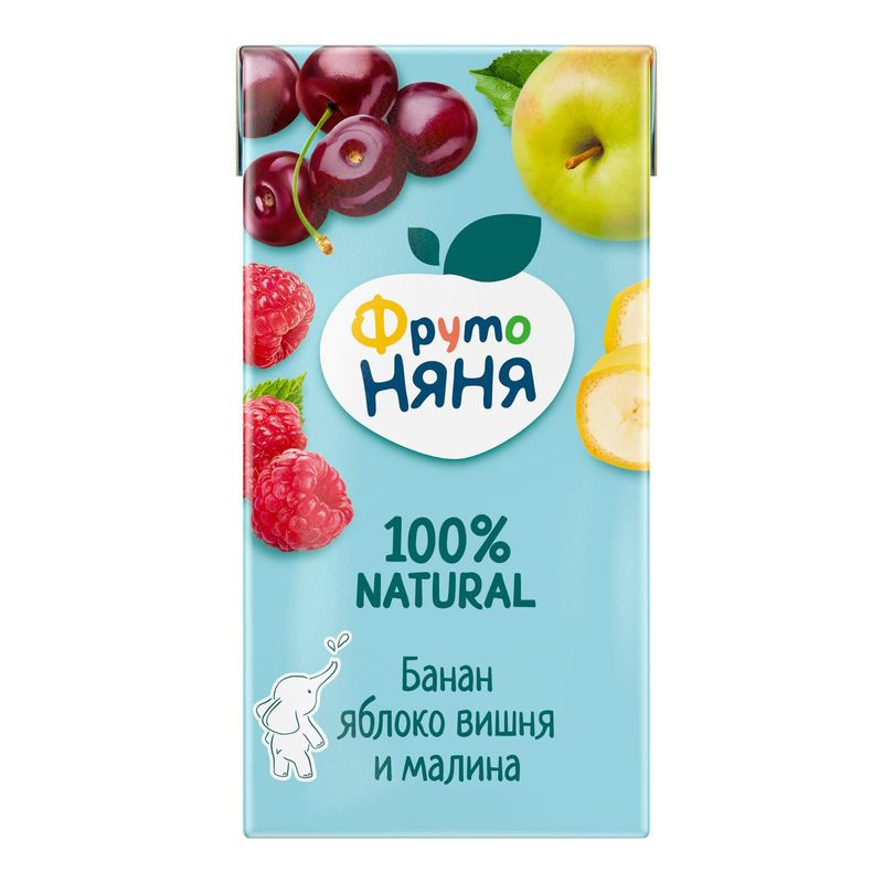 Изображение товара Нектар ФрутоНяня яблоко-банан-вишня-малина неосветлённый 500 мл для детей