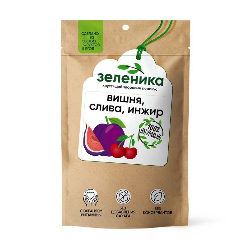 Изображение товара Ассорти фруктовое Зеленика вишня-слива-инжир, полезный перекус 20г