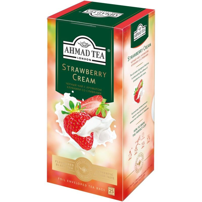 Изображение товара Чай Ahmad Tea Strawberry Cream черный с ароматом клубники и сливок 25х1.5г