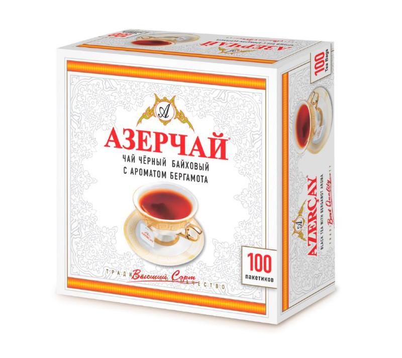 Изображение товара Чай Азерчай чёрный байховый с ароматом бергамота, 100 пак