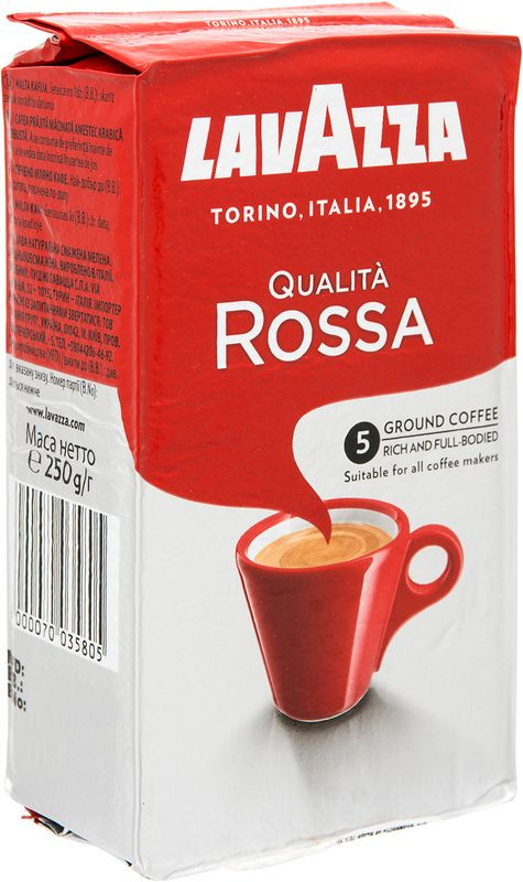 Изображение товара Кофе Lavazza Qualita Rossa молотый 250 г с натуральным составом