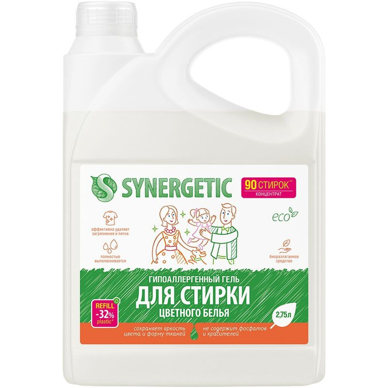 Изображение товара Гель для стирки Synergetic для цветного белья биоразлагаемый 2.75л
