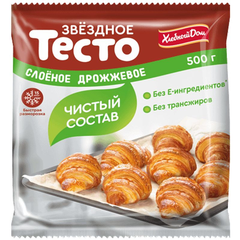 Изображение товара Слоеное дрожжевое тесто Звёздное 500г Хлебный Дом Россия