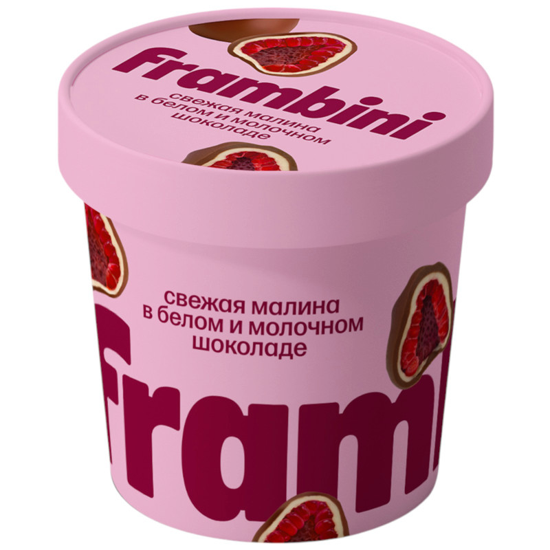 Изображение товара Малина Frambini в белом и молочном шоколаде замороженная, 130г