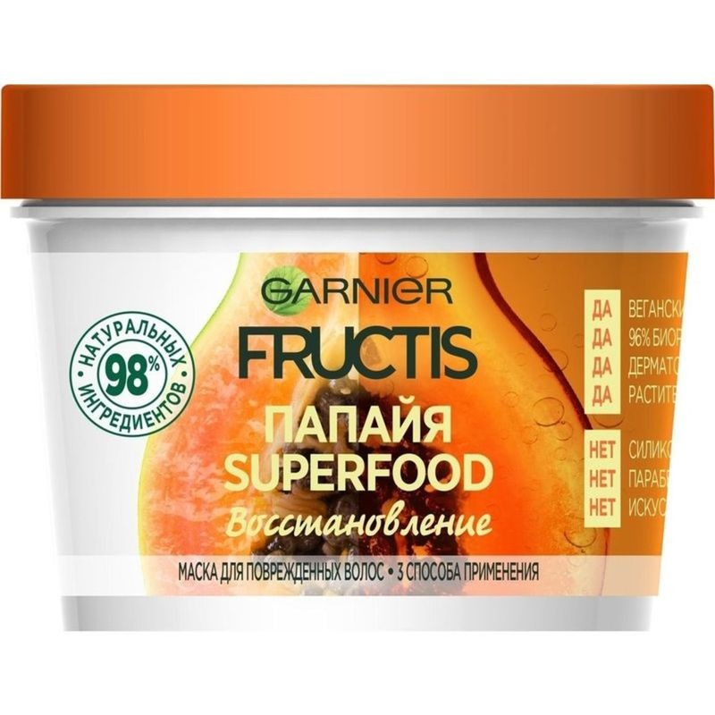 Изображение товара Маска для волос Garnier Fructis Superfood 3в1 восстановление папайя 390 мл