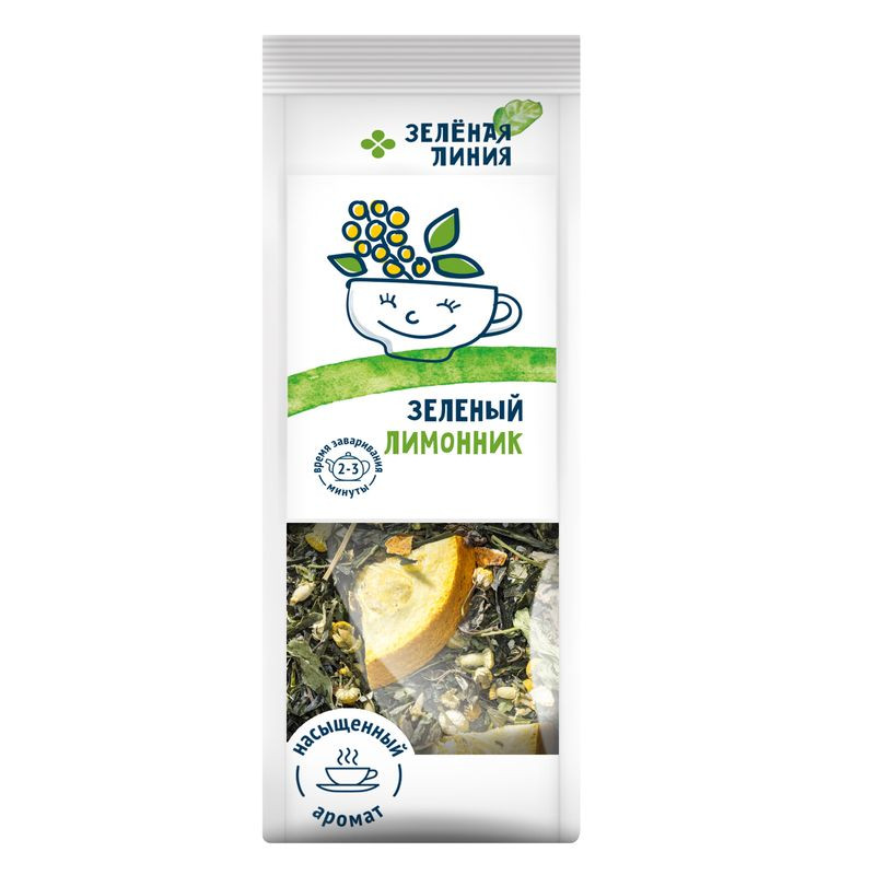 Изображение товара Зелёный чай с лимонником и травами Зелёная Линия 75 г
