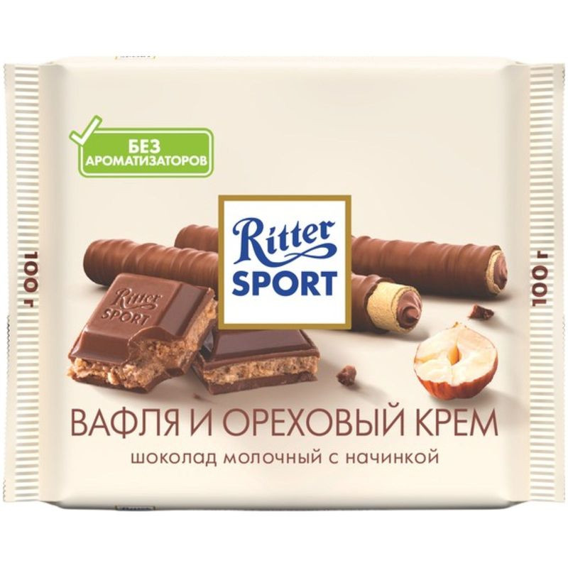 Изображение товара Шоколад Ritter Sport вафля и ореховый крем молочный 100г Германия