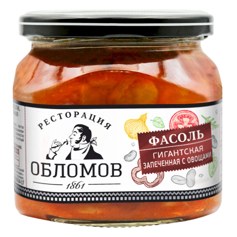 Изображение товара Фасоль Ресторация Обломов гигантская с запечёнными овощами, 430г