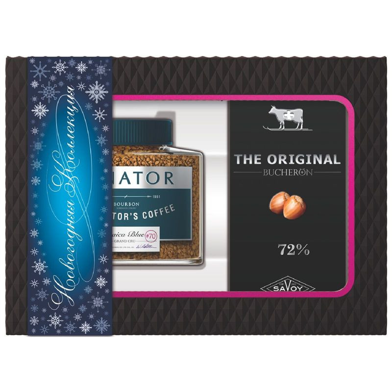 Изображение товара Подарочный набор кофе Jamaica Blue растворимый и шоколада Bucheron с фундуком, 90 г