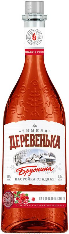 Изображение товара Настойка Зимняя Деревенька Брусника сладкая 19% 0.5 л для украшения и дегустации