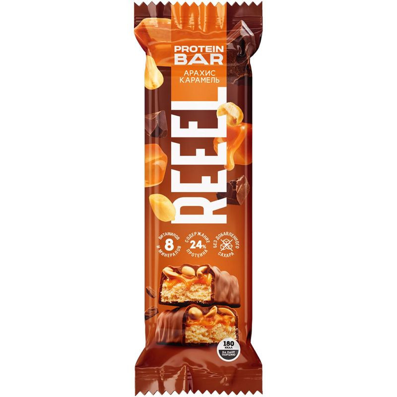 Изображение товара Батончик Reeel Арахис-карамель с высоким содержанием белка 40г Россия