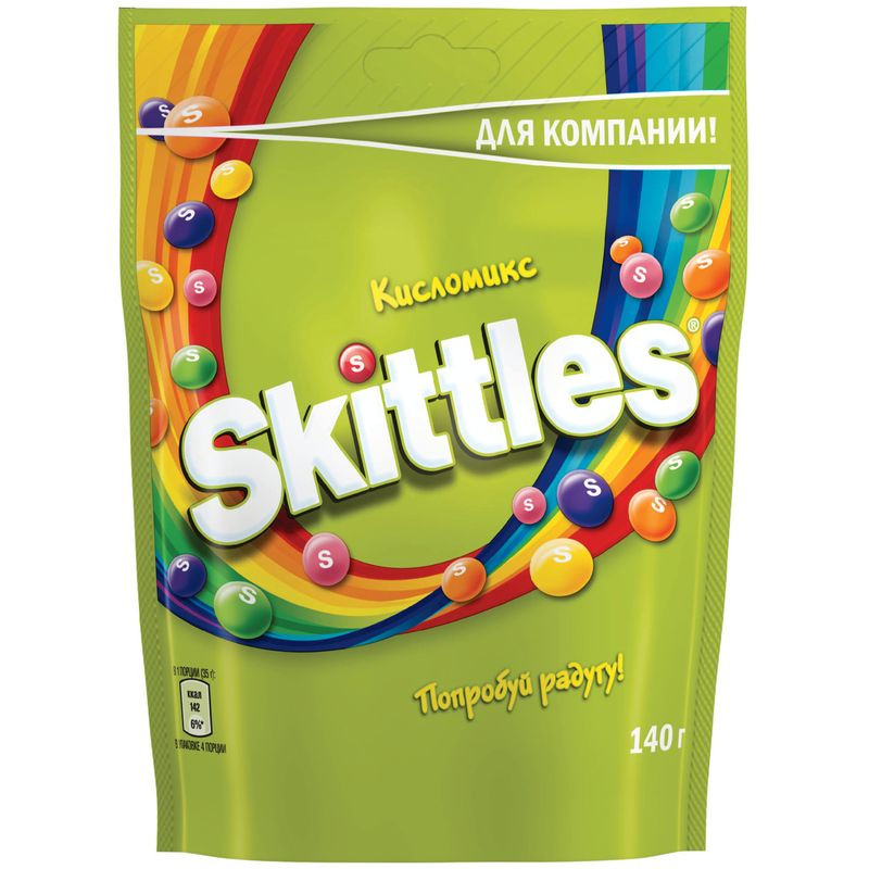 Изображение товара Яркие жевательные драже Skittles Кисломикс 140г - сладости с ярким вкусом и цветом